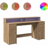 Image de vidaXL Bureau LED Artisan-Chêne 160x55x91 Bois composite