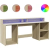 Image de vidaXL Bureau LED Chêne Sonoma 200x55x91 cm Matériau dérivé du bois