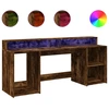 Image de vidaXL Bureau LED chêne fumé 200x55x91 cm bois composite