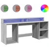Image de vidaXL Bureau LED gris Sonoma 200x55x91 cm Bois composite