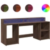 Image de vidaXL Bureau LED brun imitation chêne 200x55x91 Matériau dérivé du bois
