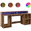 Image de vidaXL Bureau LED imitation vieux bois 200x55x91 cm Bois composite