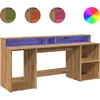 Image de vidaXL Bureau LED Artisan-Chêne 200x55x91 Bois composite