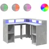 Image de vidaXL Bureau LED gris béton 130x130x91 cm bois composite