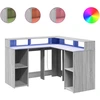 Image de vidaXL Bureau LED gris Sonoma 130x130x91 cm Bois composite
