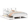 Image de vidaXL Lit en bois massif avec étagère sans matelas blanc 140x190 cm pin