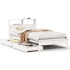 Image de vidaXL Lit en bois massif avec étagère sans matelas blanc 75x190 cm pin