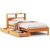 Image de vidaXL Lit en bois massif avec étagère sans matelas brun cireux 75x190 cm