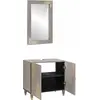 Image de vidaXL Ensemble d'armoires de salle de bains Fixé au mur 2 pcs Gris Bois massif Mango