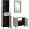 Image de vidaXL Ensemble d'armoires de salle de bain mural 3 pcs Gris Bois massif Mango