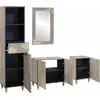 Image de vidaXL Ensemble d'armoires de salle de bains Fixé au mur 4 pcs Gris Bois massif Mango
