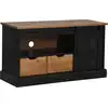 Image de vidaXL Armoire TV HALDEN avec porte coulissante noire 110x40x60cm bois massif