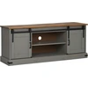 Image de vidaXL Armoire TV HALDEN 2 portes coulissantes Gris 150x40x60 cm Bois massif