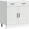 Image de vidaXL Armoire basse de cuisine Lucca Blanc Matériau dérivé du bois