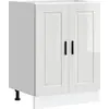 Image de vidaXL Armoire basse de cuisine Porto Blanc brillant Matériau dérivé du bois