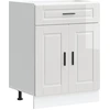 Image de vidaXL Armoire basse de cuisine Porto Blanc brillant Matériau dérivé du bois