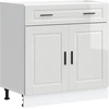 Image de vidaXL Armoire basse de cuisine Porto Blanc brillant Matériau dérivé du bois