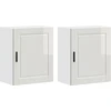 Image de vidaXL Armoires de cuisine suspendues 2 pcs. Porto Blanc brillant Matériau dérivé du bois