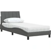 Image de vidaXL Lit avec matelas "Hanko" gris foncé 80x200 cm Tissu