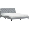 Image de vidaXL Lit avec matelas gris clair 160x200 cm Tissu