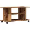 Image de vidaXL Étagère TV avec roulettes aspect vieux bois 80x40x45 cm Matériau dérivé du bois