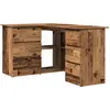 Image de vidaXL Bureau d'angle aspect bois ancien 145x100x76 cm Bois composite