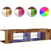 Image de vidaXL Armoire TV avec lampes LED imitation vieux bois 135x39x30 cm