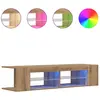 Image de vidaXL Armoire TV avec lampes LED Chêne Artisan 90x39x30 cm