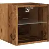 Image de vidaXL Armoire TV murale avec lampes LED imitation vieux bois 30x28,5x30 cm
