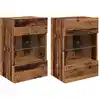 Image de vidaXL Armoires murales avec lampes LED pour TV 2 pcs. Aspect vieux bois