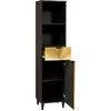 Image de vidaXL Armoire de salle de bain avec étagère noir et or 38 x 33 x 160 cm