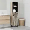 Image de Armoire de salle de bain vidaXL, blanche, 38 x 33 x 160 cm, aggloméré