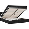 Image de vidaXL Ottoman-lit avec matelas noir 200x200 cm Tissu