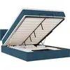 Image de vidaXL Lit ottoman avec matelas bleu foncé 140x200 cm velours