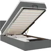 Image de vidaXL Ottomane Lit avec matelas & LEDs gris foncé 90x200 cm Tissu