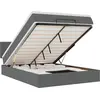 Image de vidaXL Ottomane Lit avec matelas & LEDs gris foncé 140x200 cm Tissu