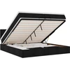 Image de vidaXL Ottoman-lit avec matelas & LEDs Noir 200x200 cm Tissu