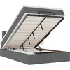 Image de vidaXL Ottomane Lit avec matelas & LEDs gris foncé 120x190 cm Tissu
