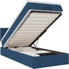 Image de vidaXL Ottomane Lit avec matelas & LEDs Bleu 90x200 cm Tissu