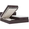 Image de vidaXL Lit ottoman avec matelas & LEDs Marron foncé 180x200 cm Tissu
