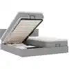 Image de vidaXL Lit ottoman avec matelas & LEDs gris clair 200x200 cm Tissu