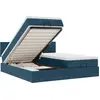 Image de vidaXL Ottoman-lit avec matelas & LED bleu foncé 160x200 cm velours