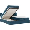 Image de vidaXL Ottoman-lit avec matelas & LED bleu foncé 160x200 cm velours