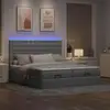 Image de vidaXL Lit ottoman avec matelas & LEDs gris clair 200x200 cm Tissu