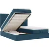 Image de vidaXL Ottoman-lit avec matelas & LED bleu foncé 160x200 cm velours