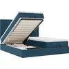 Image de vidaXL Ottoman-lit avec matelas & LED bleu foncé 160x200 cm velours