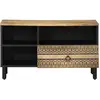 Image de vidaXL Armoire TV noire 80x33,5x46 cm Bois de manguier brut