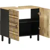 Image de vidaXL Meuble sous-lavabo noir 62x33x58 cm bois massif mangue