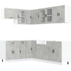 Image de vidaXL Ensemble d'armoires de cuisine Porto 11 pièces gris béton bois composite