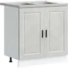 Image de vidaXL Meuble sous lavabo avec porte Porto 2 pièces Gris Bois composite